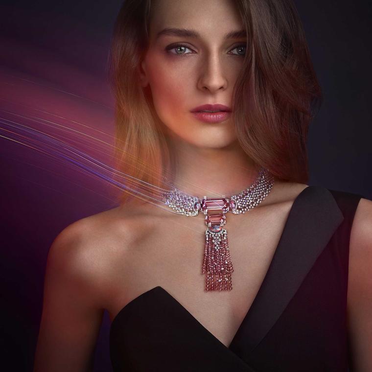Cartier Yoshino necklace with morganite, opals, tourmalines and pink sapphires from Coloratura collection 2018