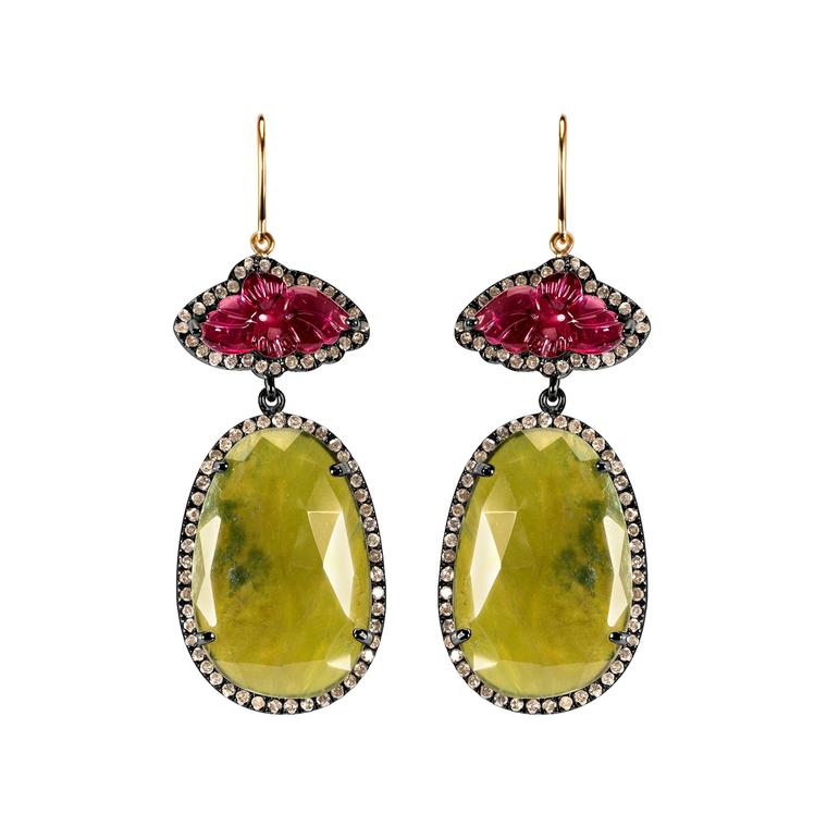 Daliah vasonite drop earrings with pink tourmalines