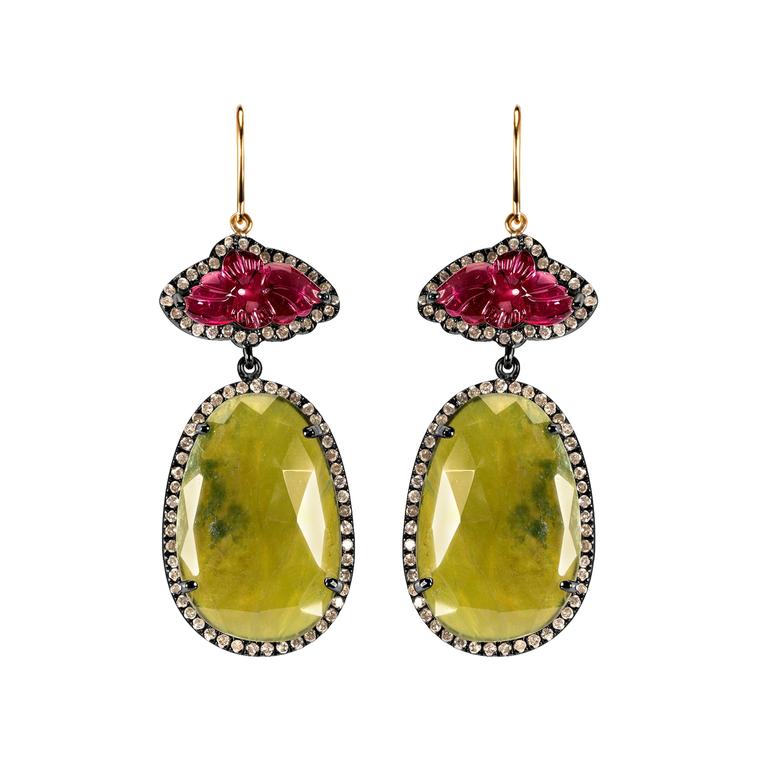 Daliah vasonite drop earrings with pink tourmalines