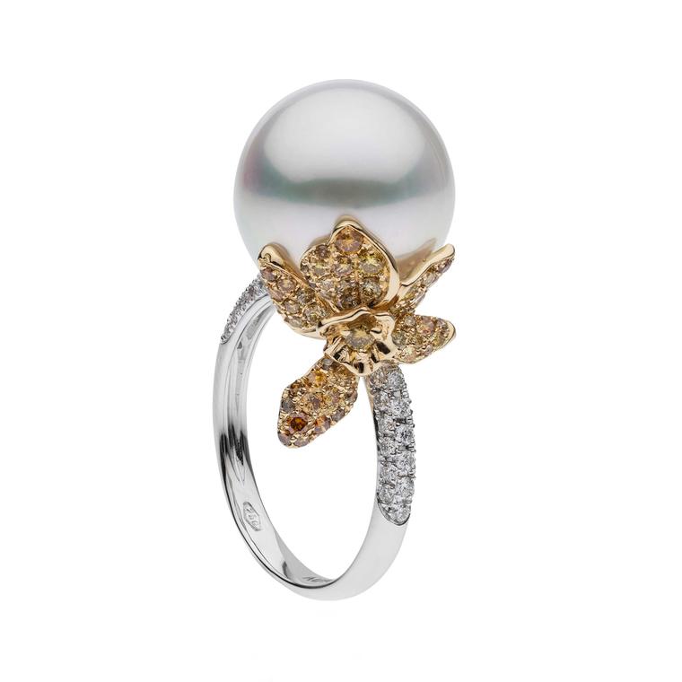 Autore Orchid Orange Blossom South Sea pearl ring
