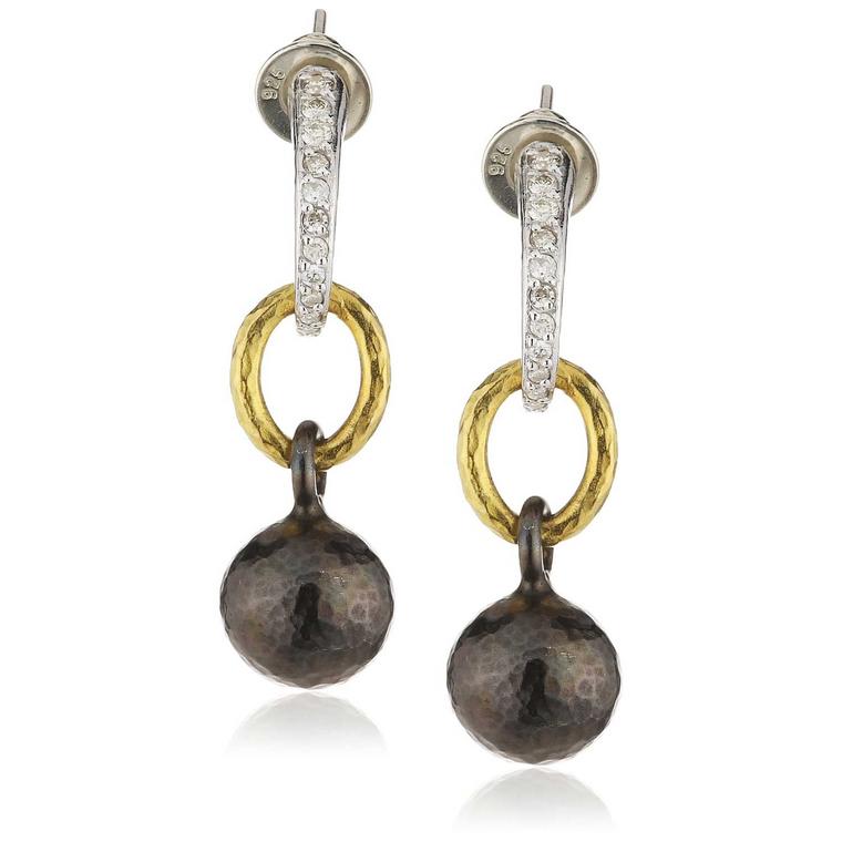 Gurhan Balloon silver and 24ct gold earrings with diamonds