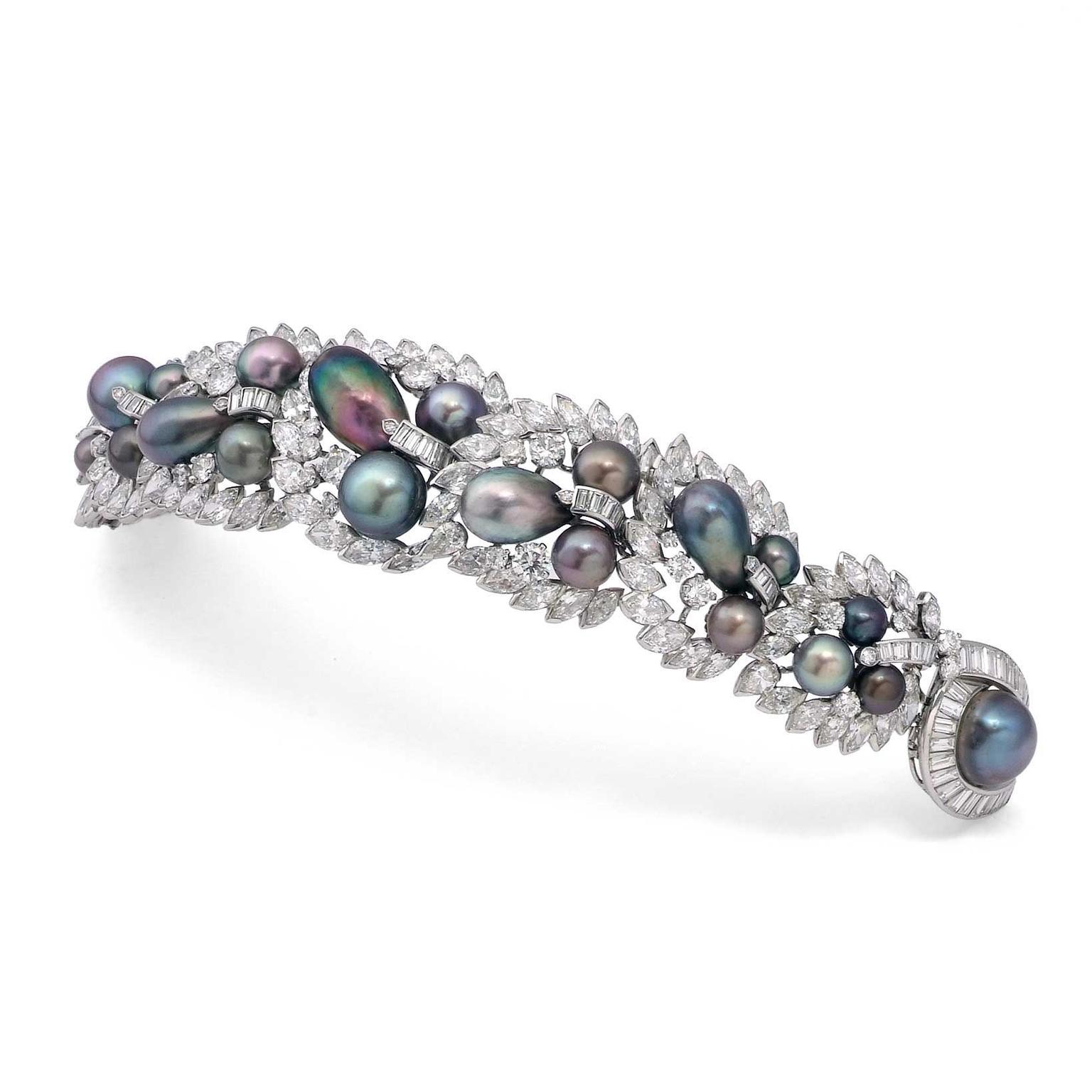 Symbolic and Chase Cartier coloured pearl and diamond bracelet