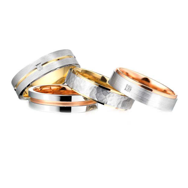 Charles Green two-tone precious metal wedding rings