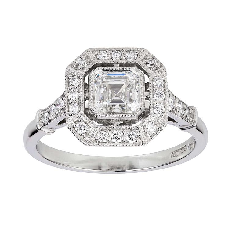 Art Deco Asscher-cut diamond engagement ring