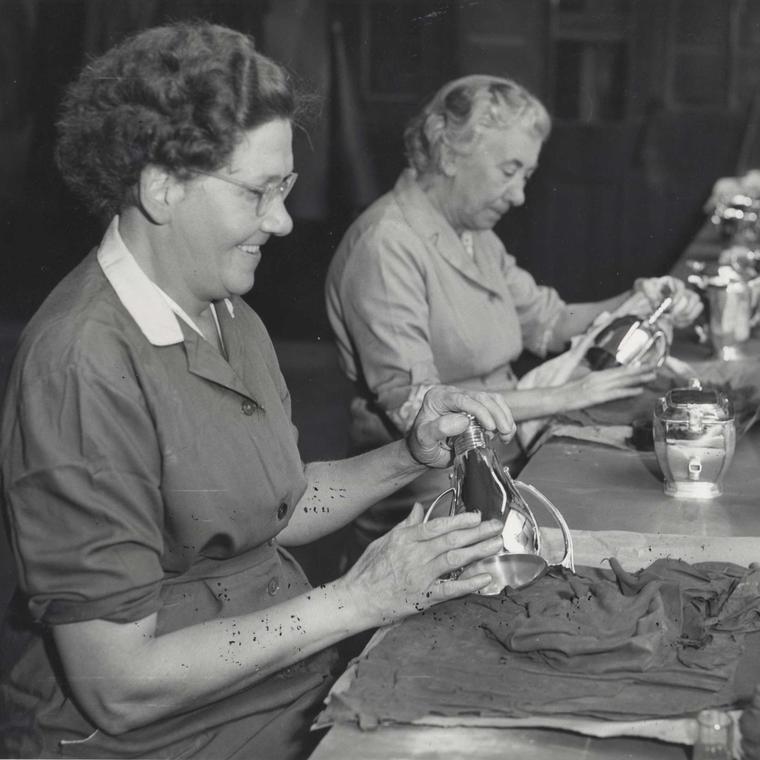 Mappin & Webb final hand polishing of silver 1959