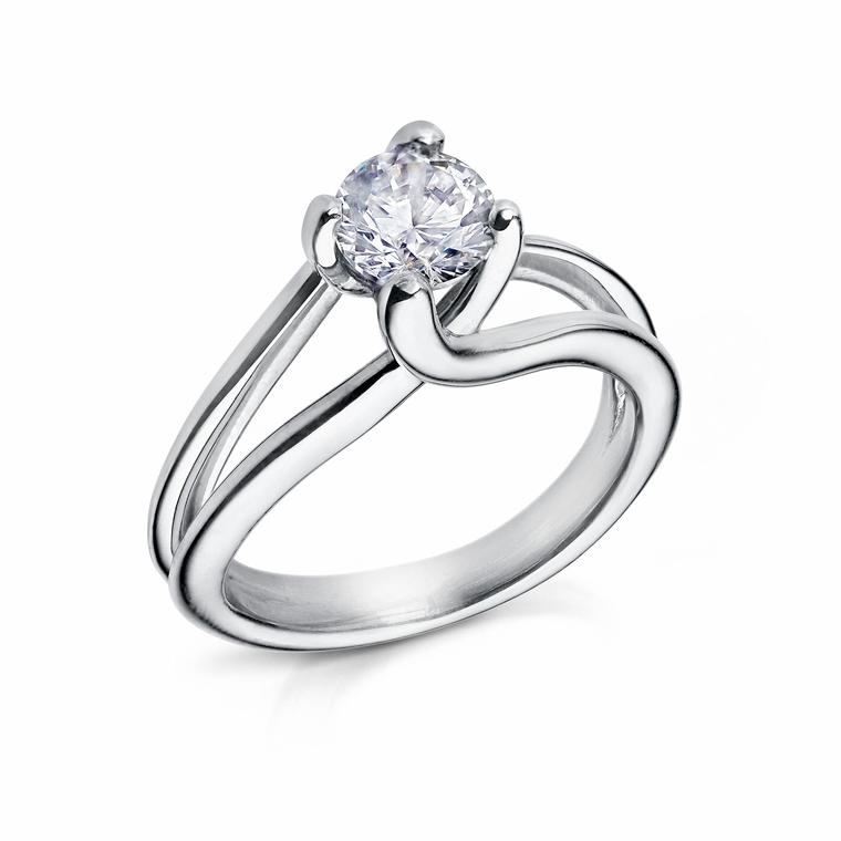 Arctic Flowers crossover brilliant-cut diamond engagement ring