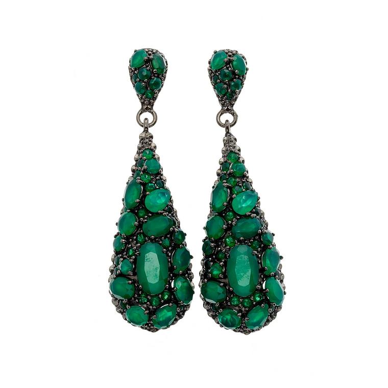 Matthew Campbell Laurenza silver green agate earrings