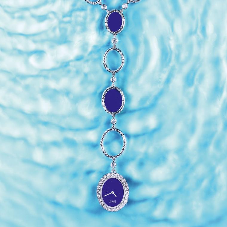 Sunny Side of Life diamond and lapis lazuli sautoir watch