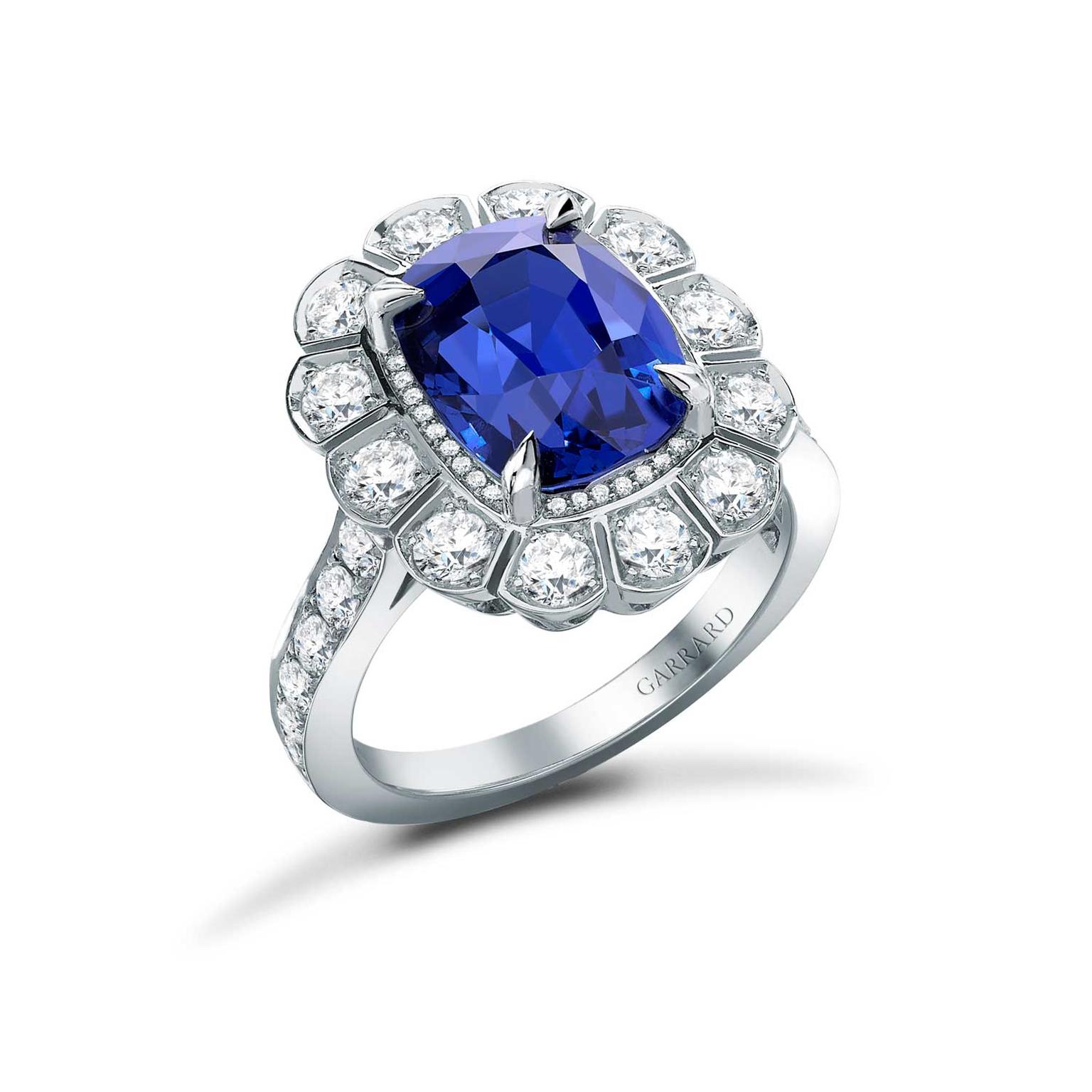 Garrard Marguerite 1735 blue sapphire engagement ring