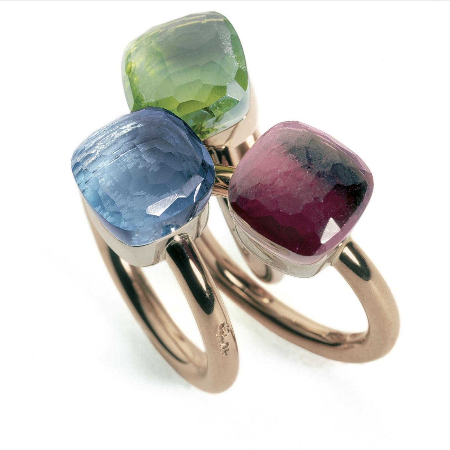 Pomellato 2001 - Nudo rings-aquamarine-peridot