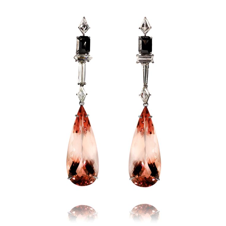 Brazilian morganite earrings in white gold