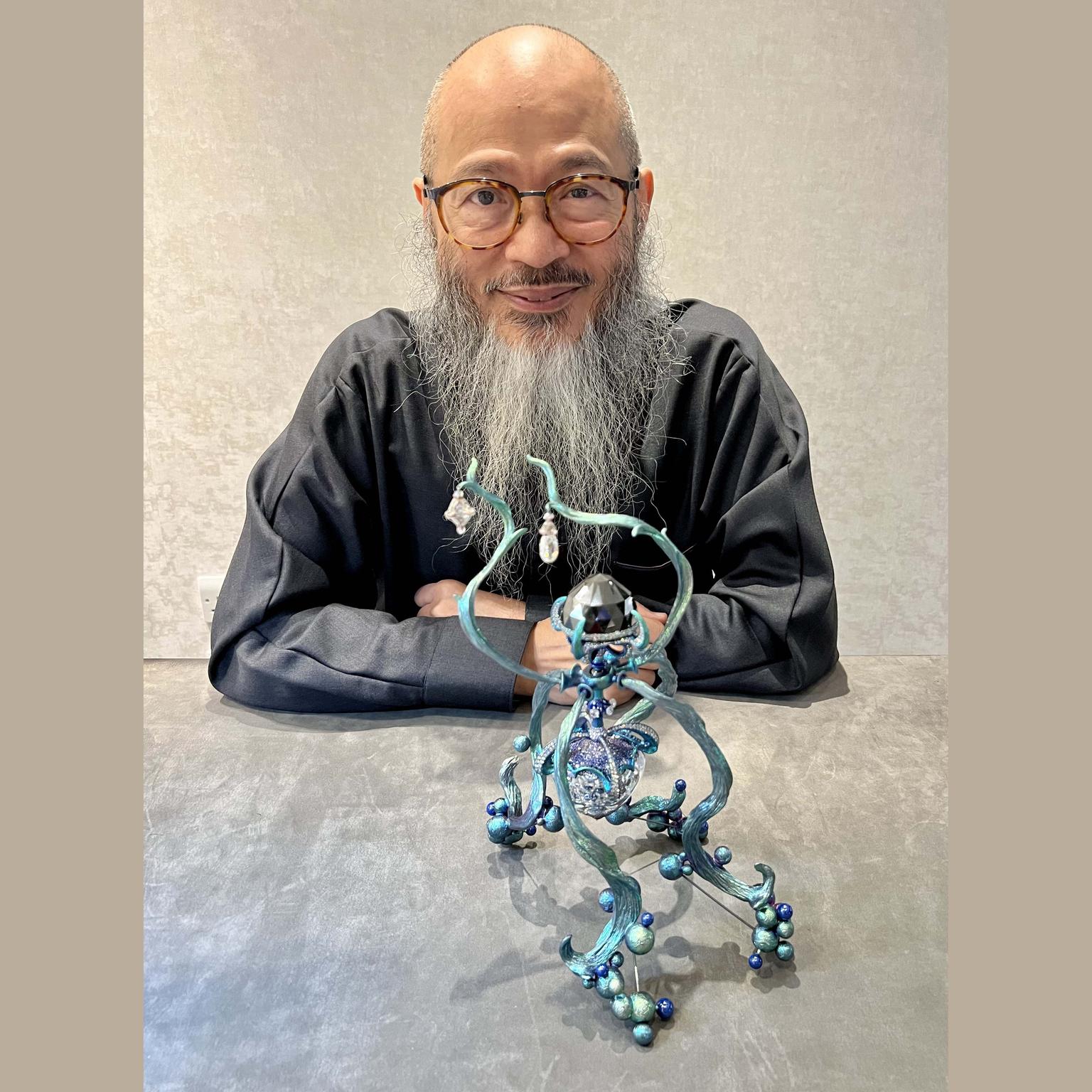 Wallace Chan with Shoulder Brooch and Sculpture Legend of the Color 