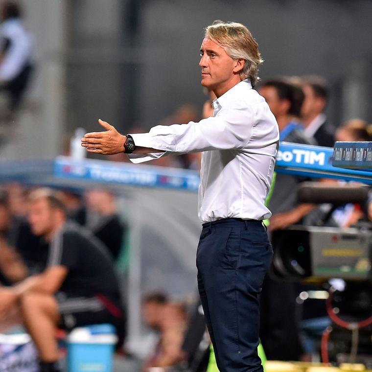 Football manager Roberto Mancini wearing a Richard Mille watch