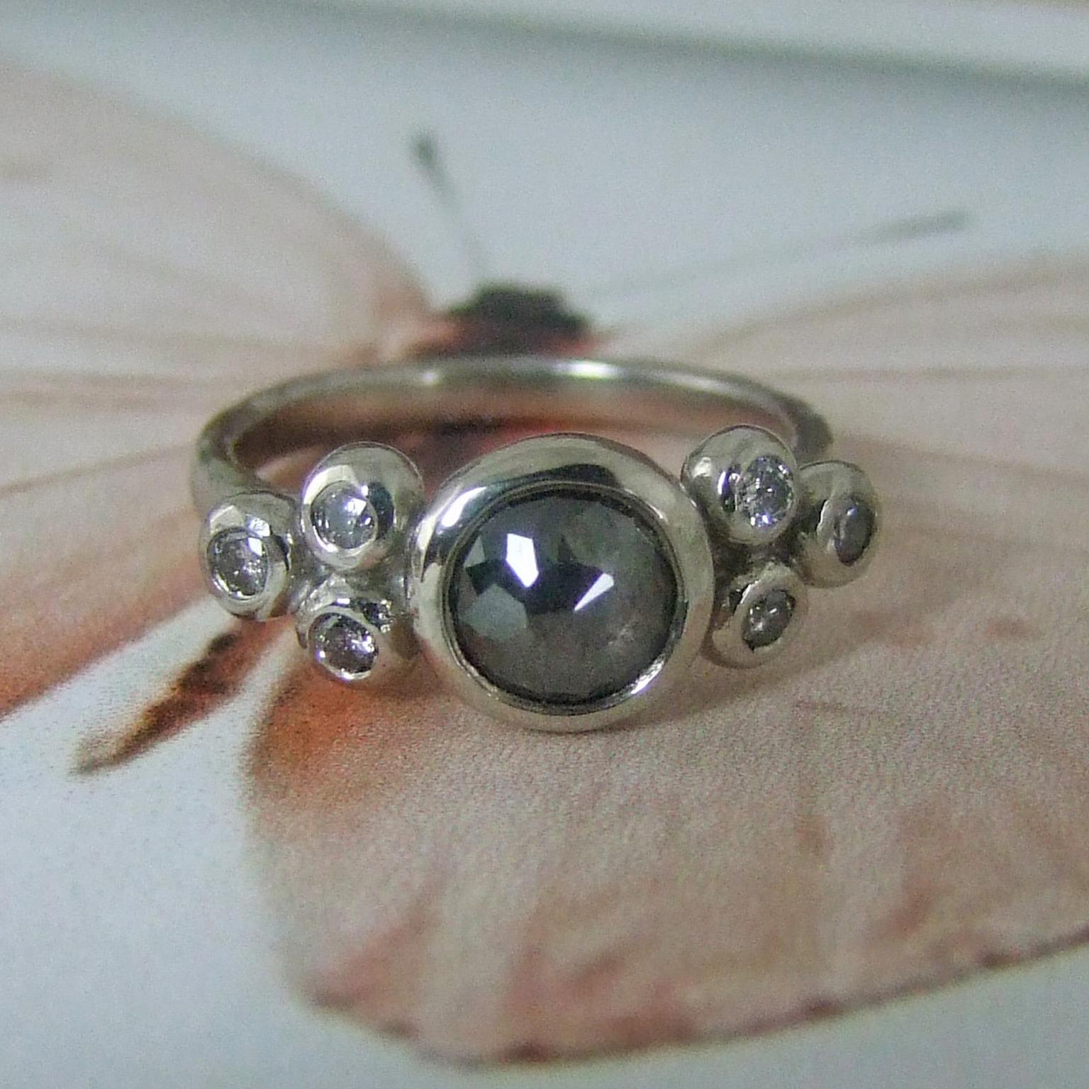 Alexis Dove bespoke palladium and grey diamond ring