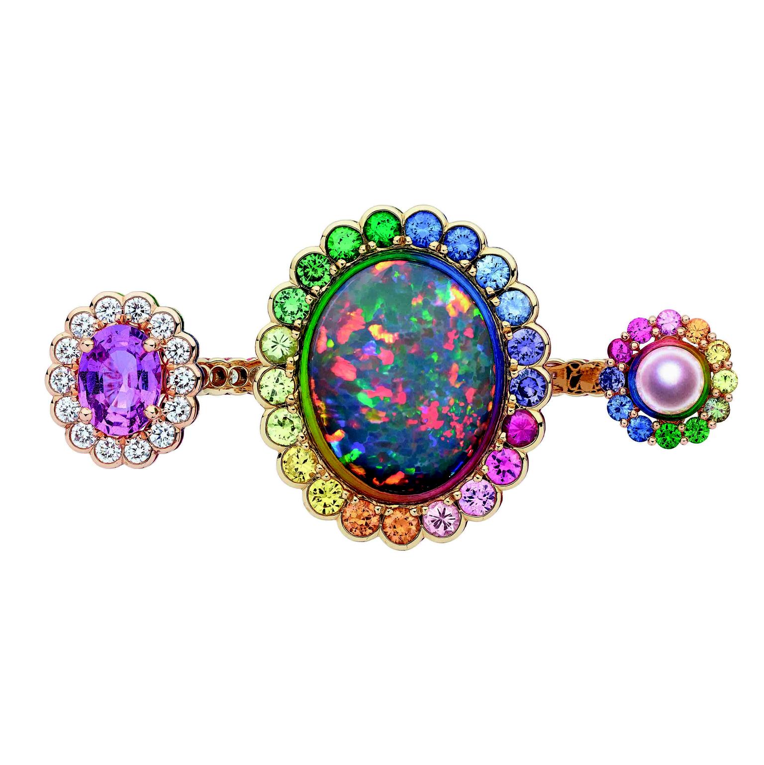 Dior et Moi black opal double ring