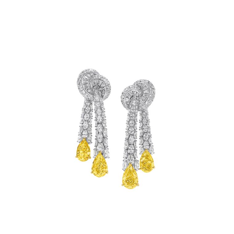 Fancy Intense Yellow Pear Shape Diamond Earrings by Graff