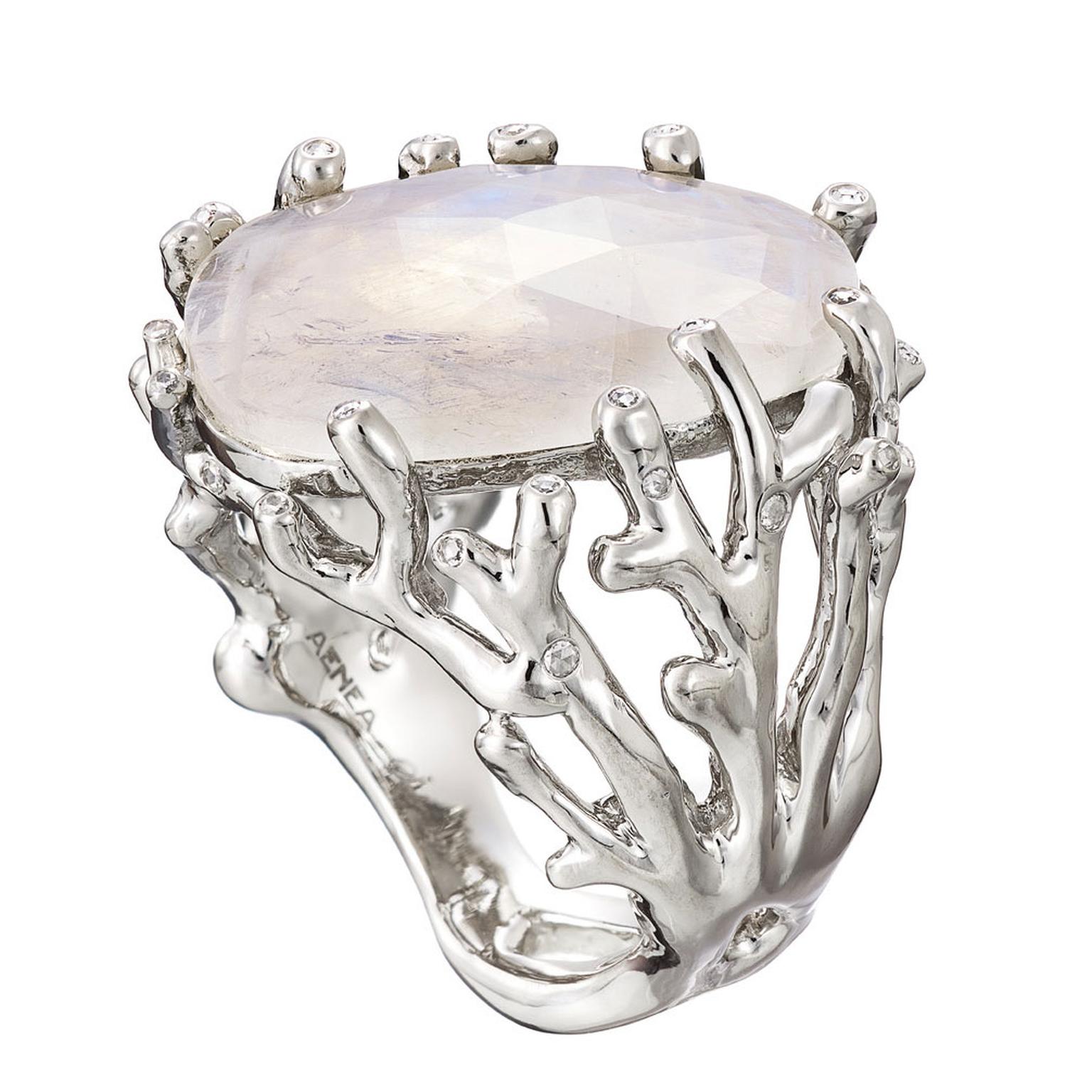 AENEA Alaria rainbow moonstone ring