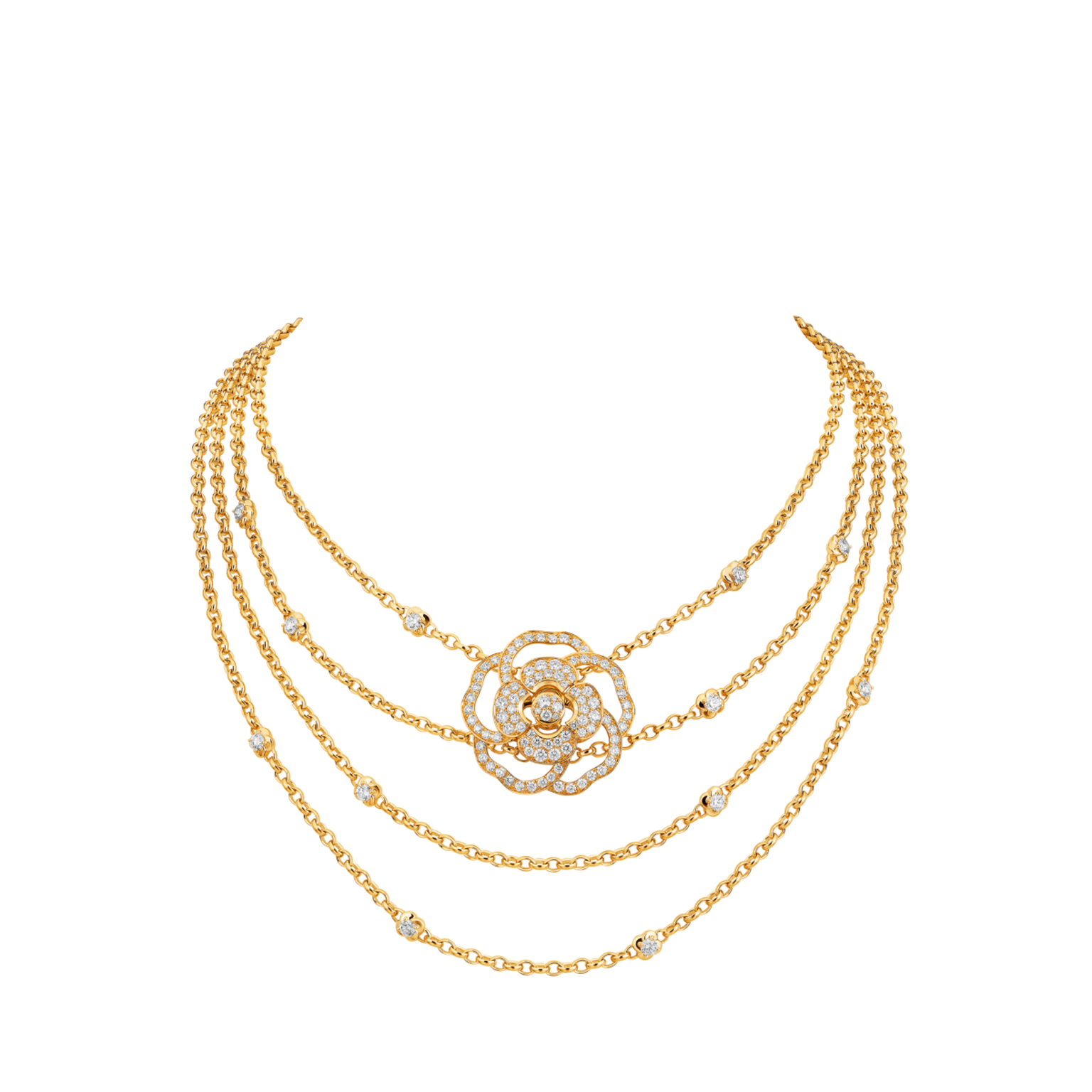 Chanel CAMÉLIA BLOOM plastron necklace y/g