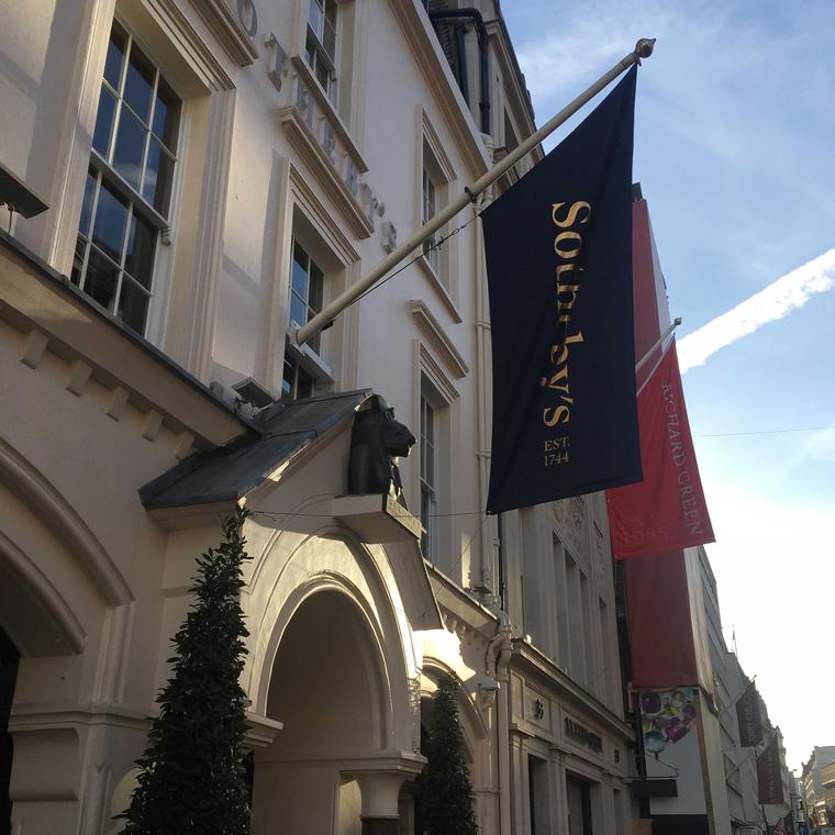 Exterior of Sotheby’s auction house in London on Bond Street