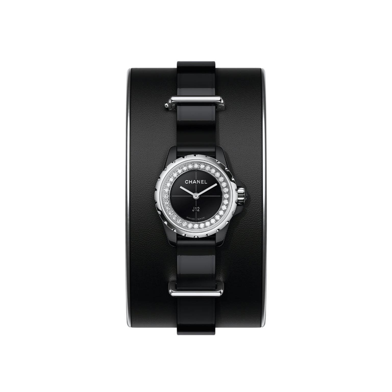 Chanel J12 XS small cuff black ceramic watch