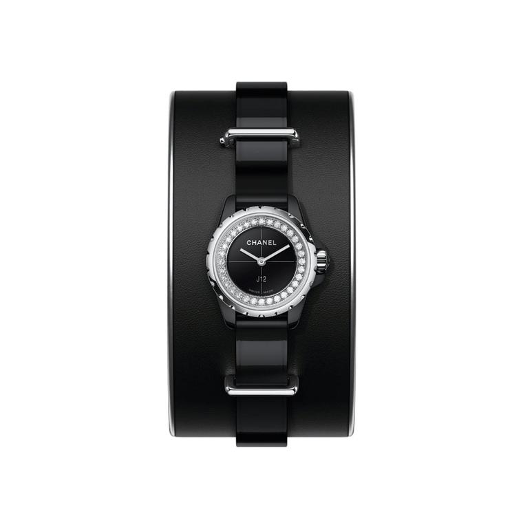 Chanel J12 XS small cuff black ceramic watch