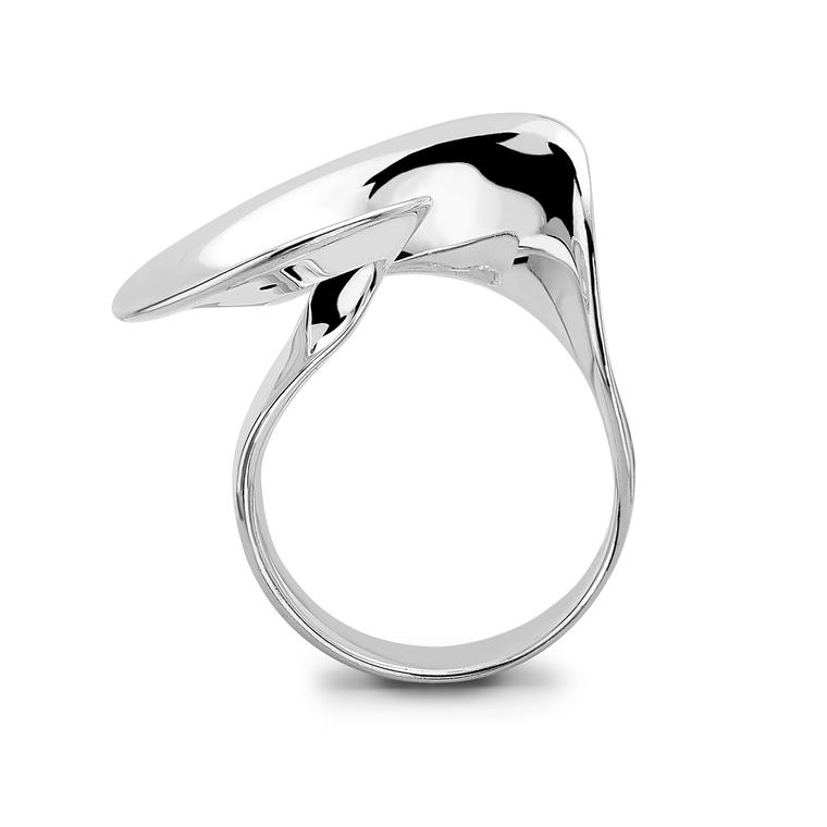 Georg Jensen x Gemfields Continuity ring in silver side view