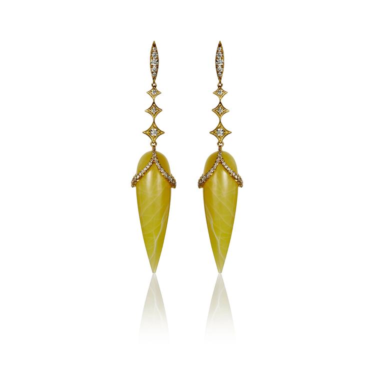 Yellow opal briolette earrings