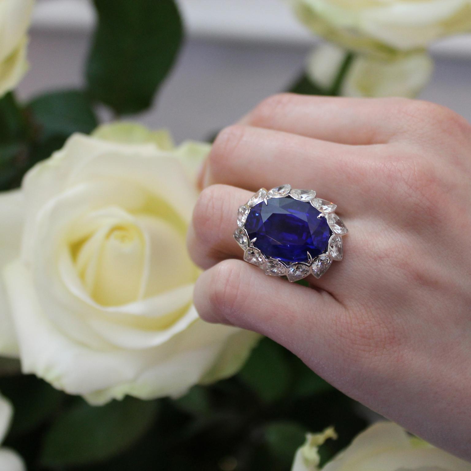 David Morris blue sapphire ring