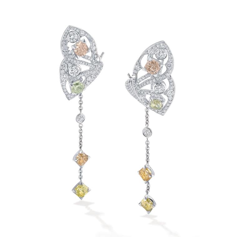 Boodles Finely Coloured Autumn Butterfly diamond earrings