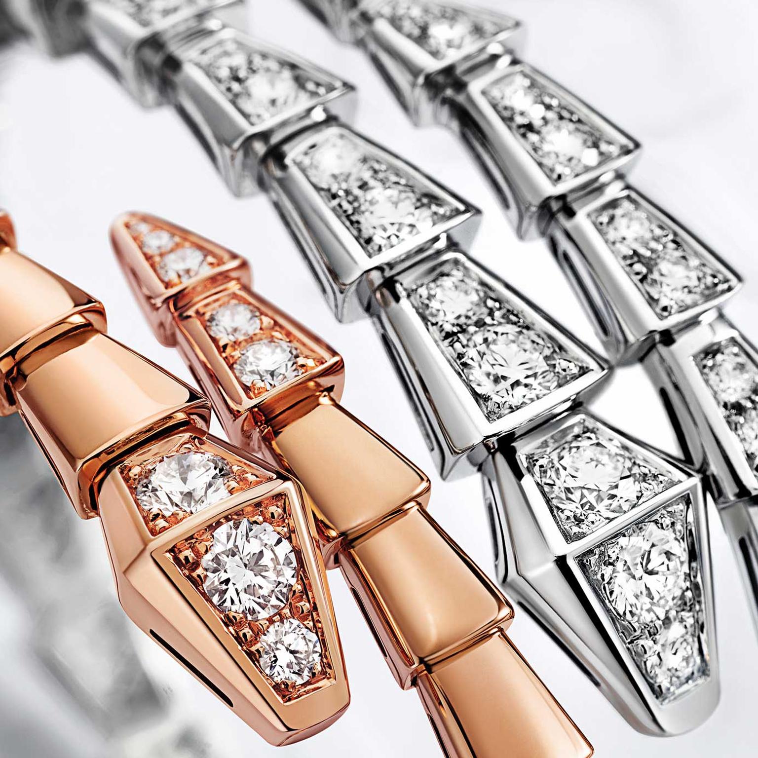 BVLGARI Serpenti Viper Two-Coil Rose Gold Full Pavé Diamonds Bracelet –  Wrist Aficionado