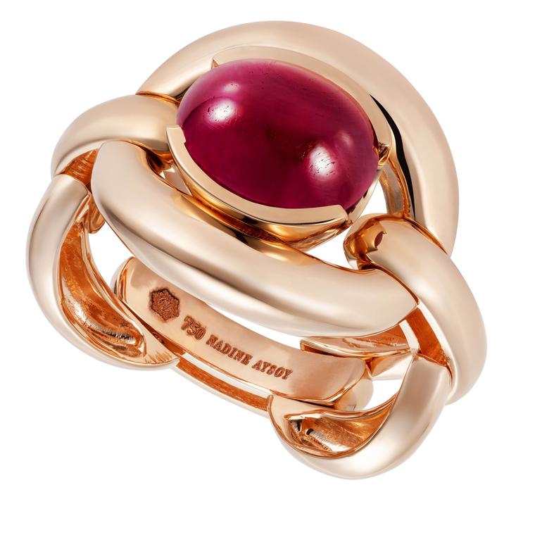 NAdine Aysoy RING RUBY CABOCHON, 18K Rose Gold (12.82g), Ruby Cabuchon 3.8CT, $3960