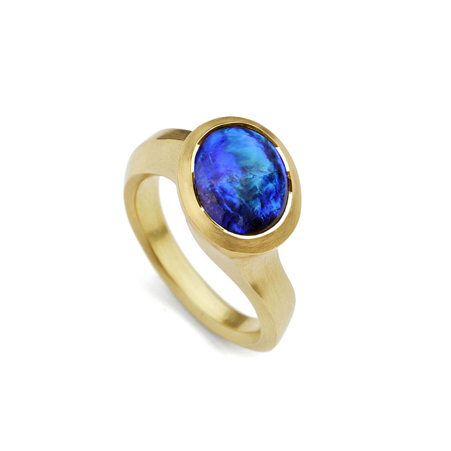 McCaul Goldsmiths lightning ridge opal and yellow gold ring