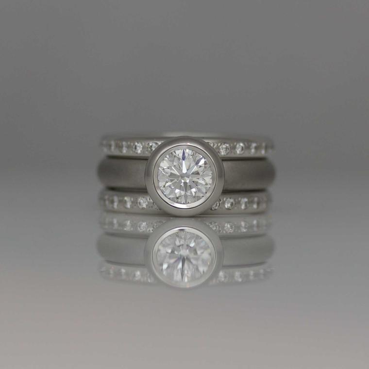 Rubover settings David Ashton Brilliant-cut diamonds in Platinum