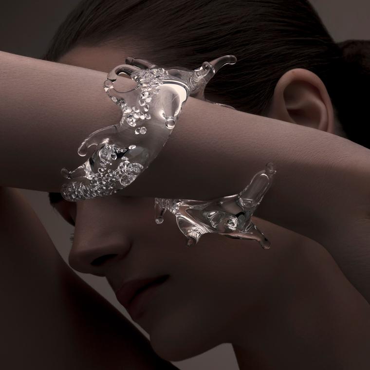 Beau Han Xu SPLASH! crystal glass and diamond bracelet