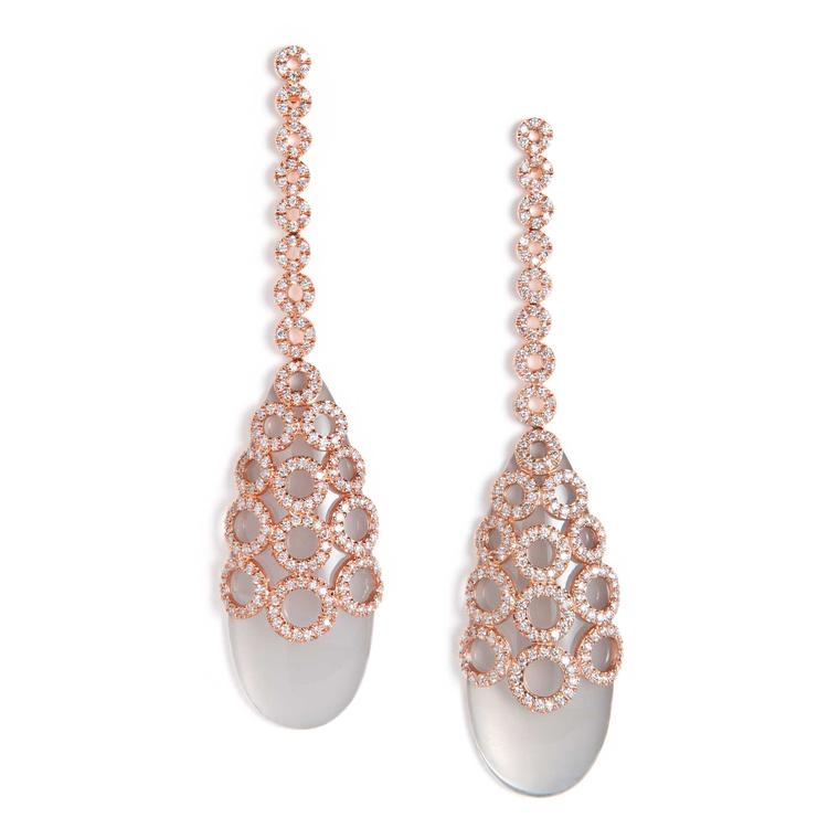 Salt of Flower milky quartz earrings with diamonds 