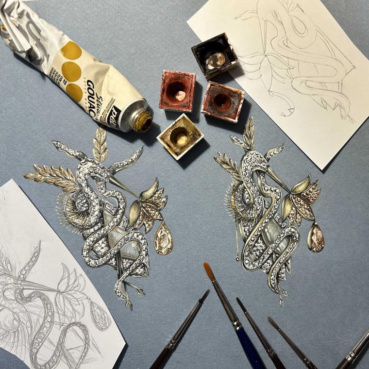 Celebrating the Art of Gouache - Grey Heron - The Guardian of the Nile by Nada Basta Main Image