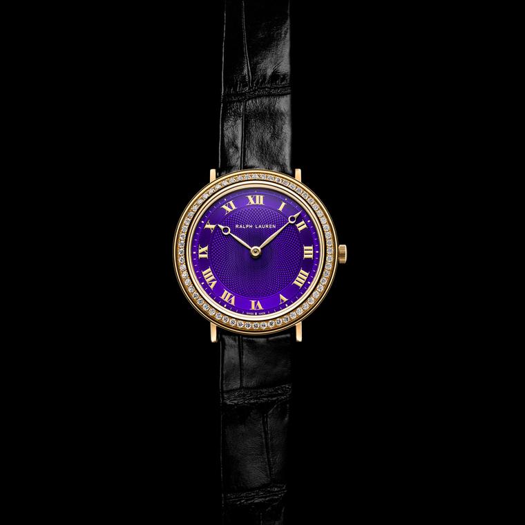 Ralph Lauren Slim Classique 32mm purple dial with diamonds
