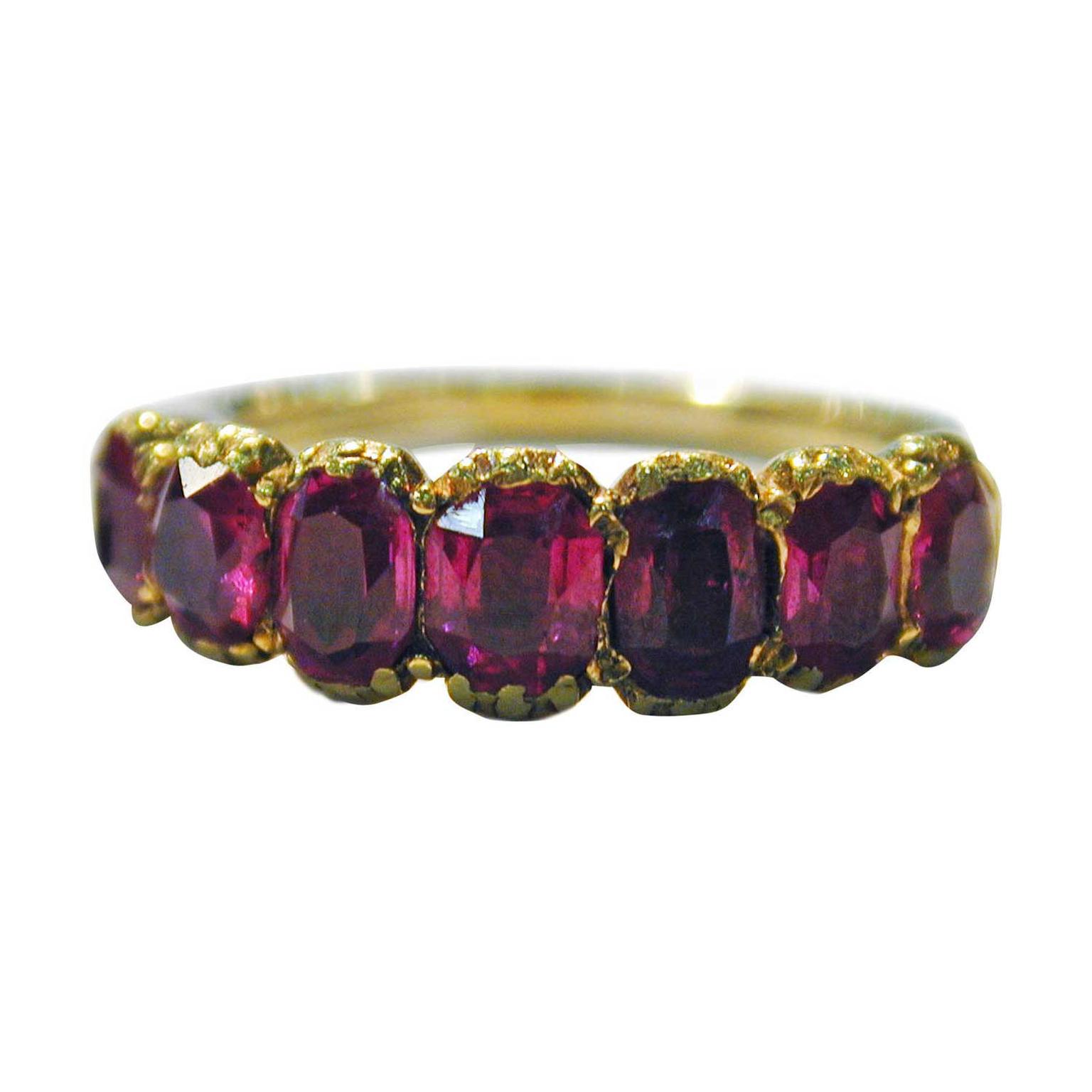 The Spare Room seven-stone Georgian Burmese ruby ring