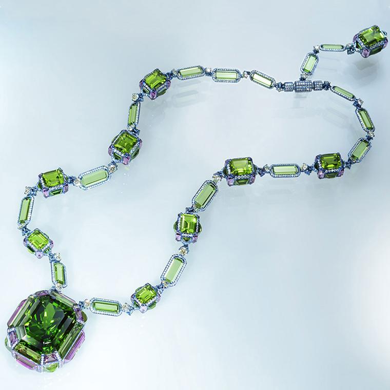 Wallace Chan Chest of Treasures necklace with a 132ct peridot pendant