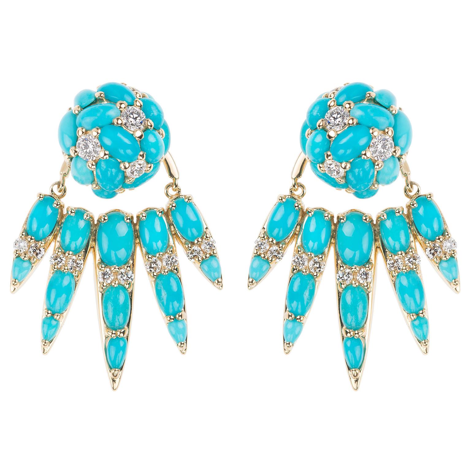 Nikos Koulis Spectrum turquoise cabochon ear jackets