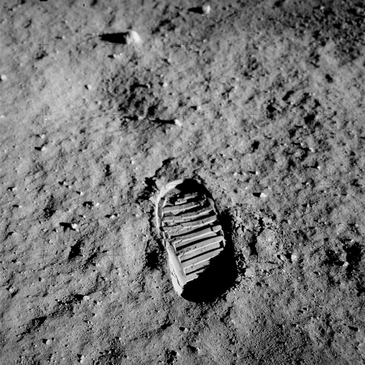 Buzz Aldrin's bootprint on the Moon