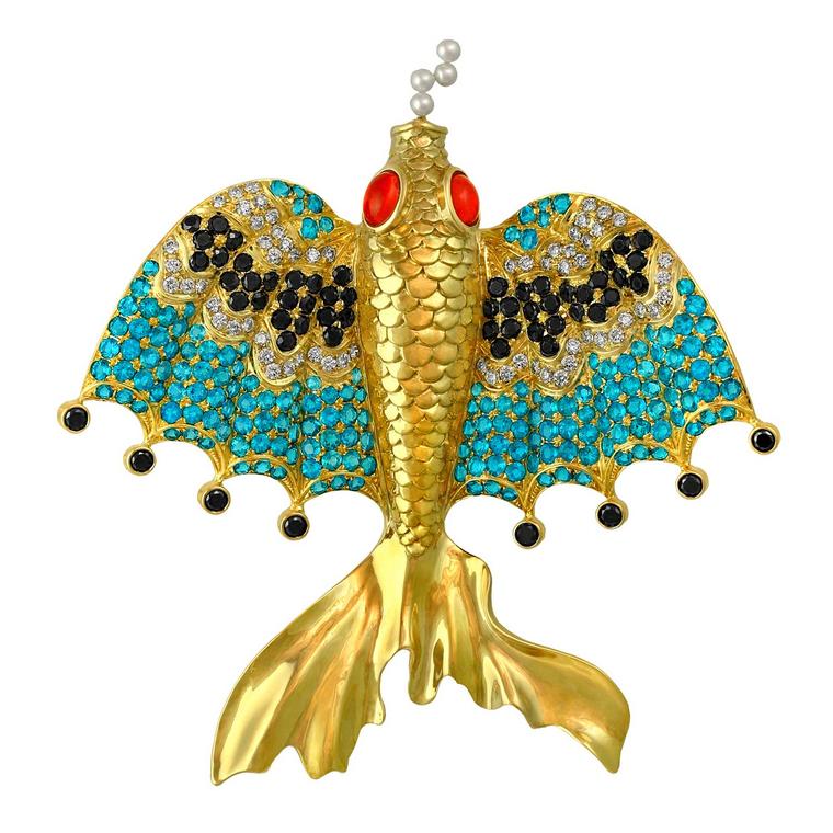 Paula Crevoshay Flying Fish of Mandalay brooch