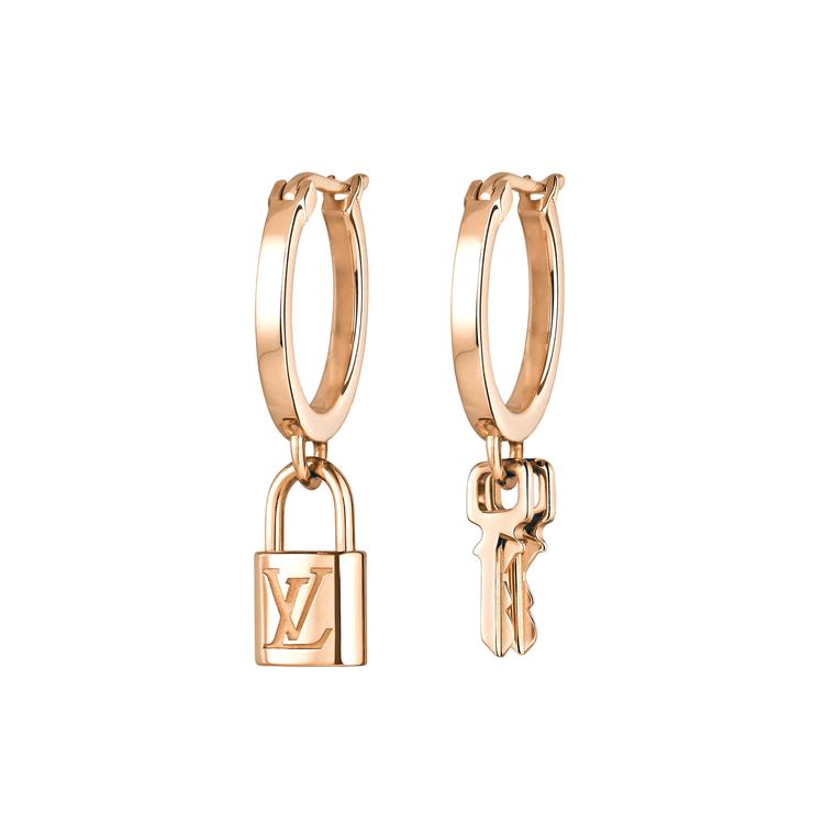 Louis Vuitton Lockit mismatched earrings