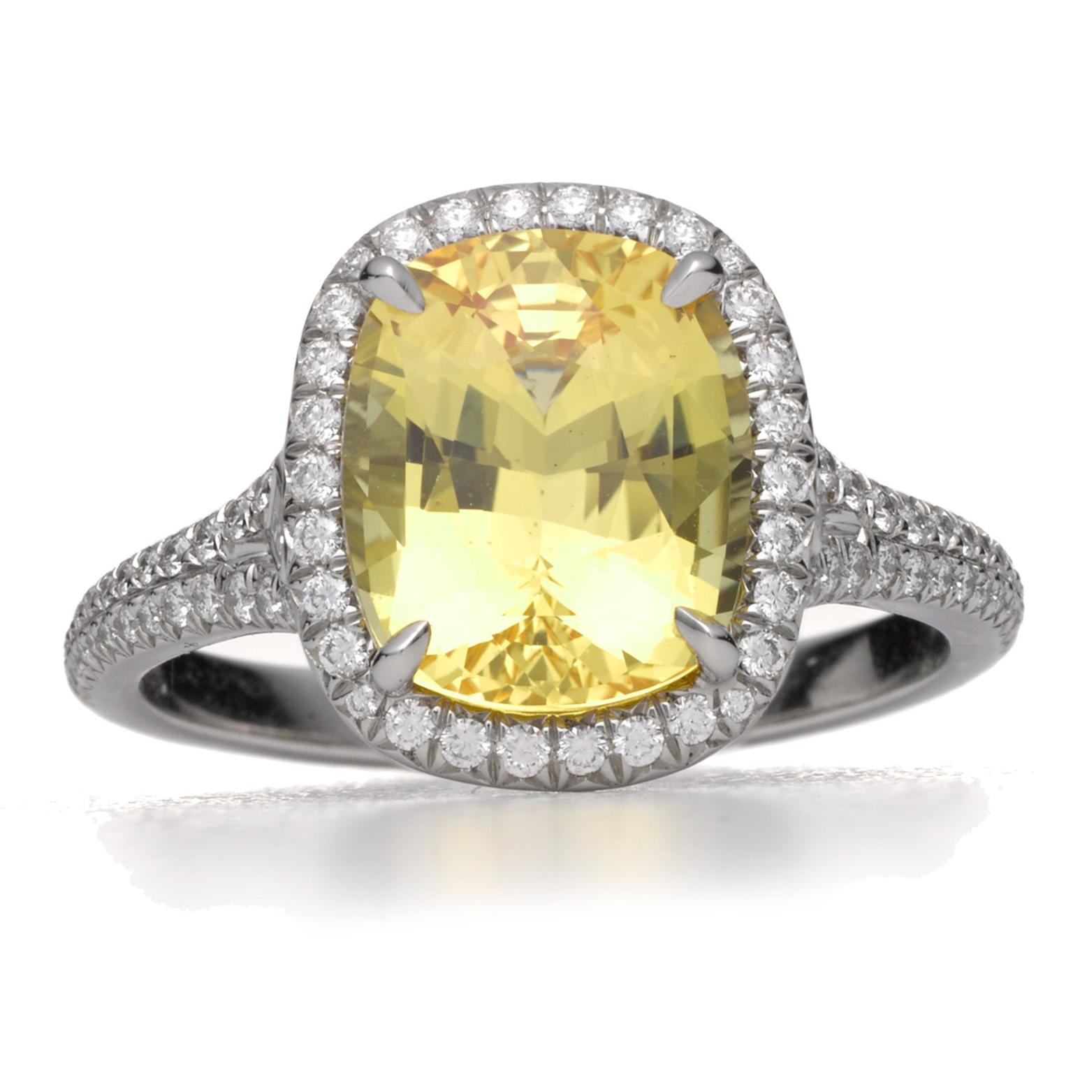 Tiffany yellow sapphire and diamond ring