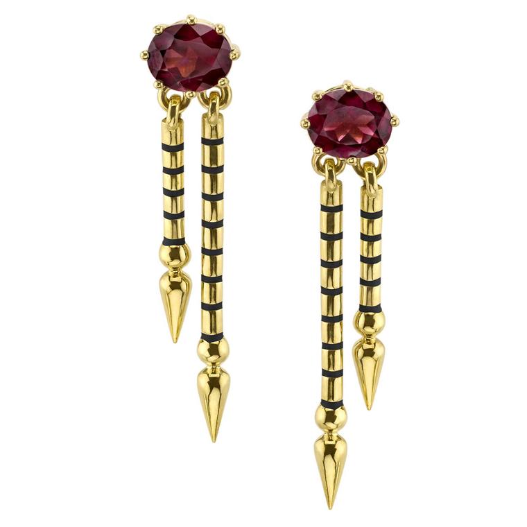 Sarah Hendler Shirley rhodolite garnet earrings