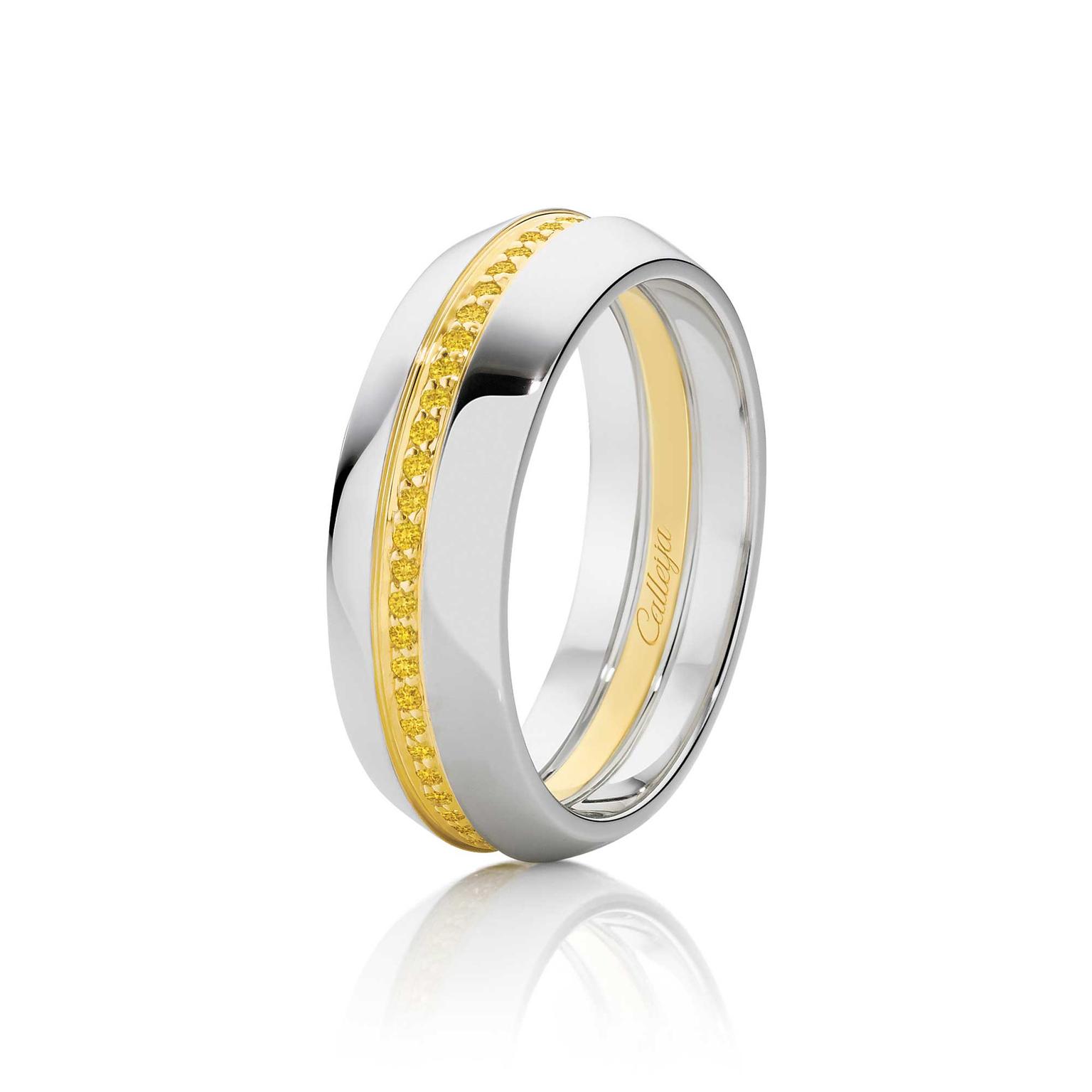 Calleija Intense yellow diamond men’s wedding ring