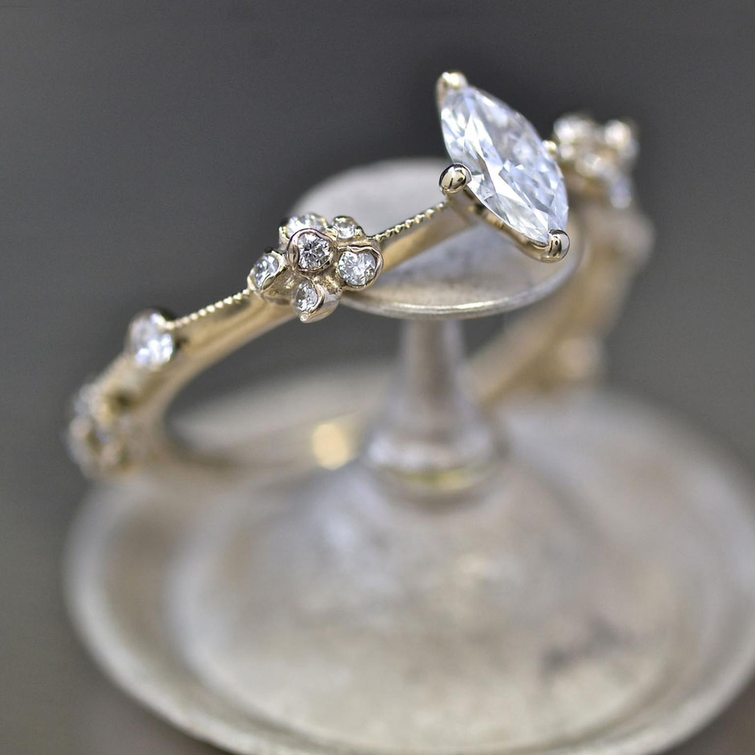 Kataoka marquise diamond engagement ring