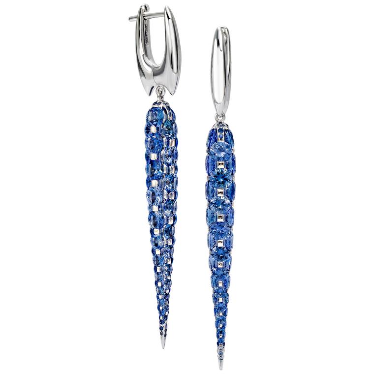 Boghossian Les Merveilles drop earrings with 140 blue sapphires