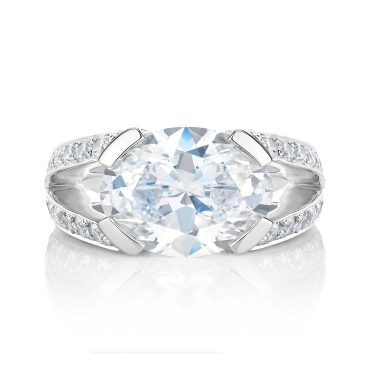 Annabel split-shank oval diamond engagement ring