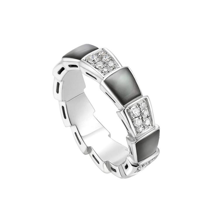 Bulgari Viper band in white gold and black mother-of-pearl